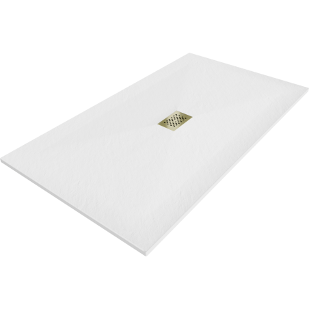 Mexen Hugo stačiakampio formos SMC dušo padėklas 200 x 100 cm, baltas, aukso spalvos dangtelis - 42101020-G