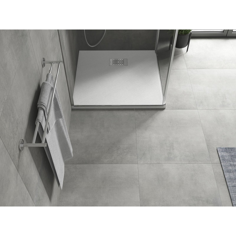 Mexen Hugo kvadrato formos SMC dušo padėklas 80 x 80 cm, baltas, inox dangtis - 42108080-X