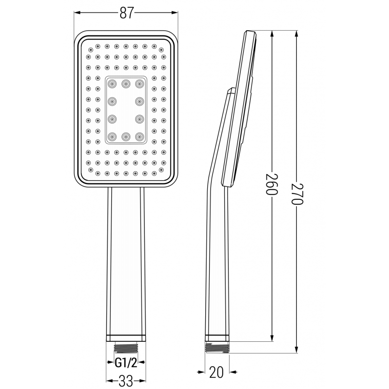 Mexen R-54 dušo rankena 1 funkcijos, juoda/chromuota - 79554-71