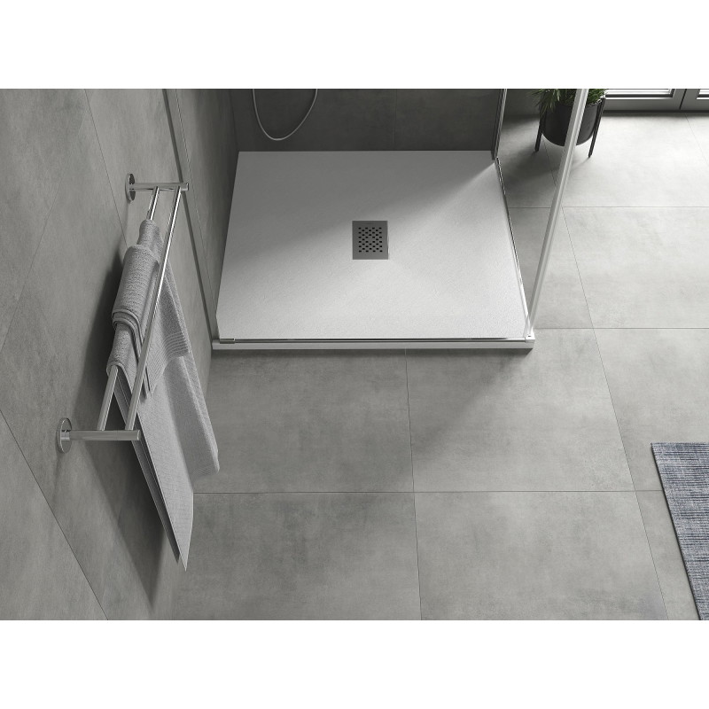 Mexen Hugo stačiakampis SMC dušo padėklas 100 x 100 cm, baltas, inox dangtelis - 42101010-X