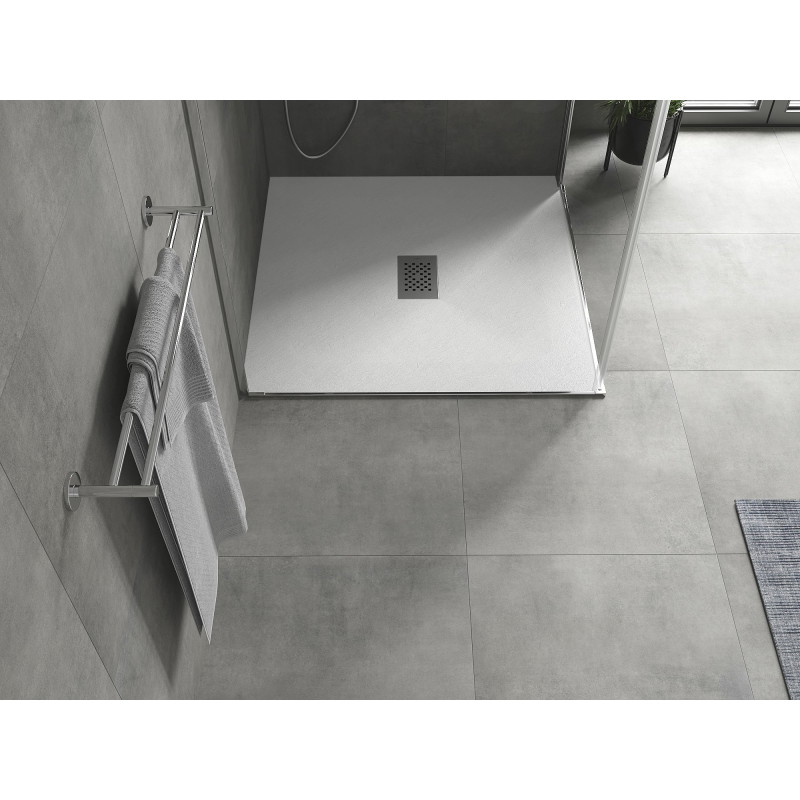 Mexen Hugo kvadratinis SMC dušo padėklas 100 x 100 cm, baltas, inox dangtis - 42101010-X