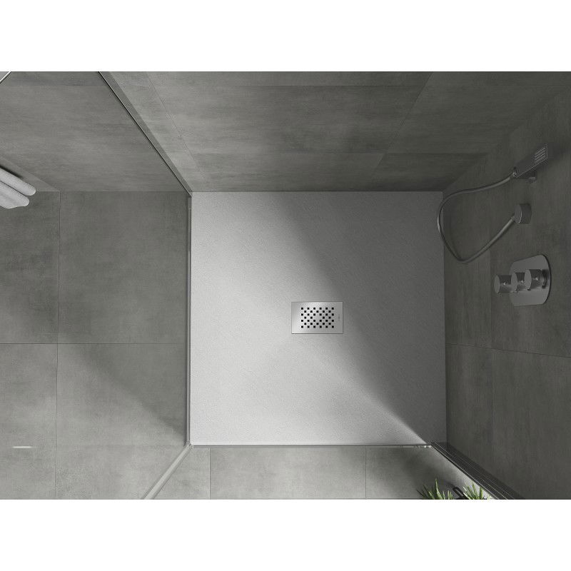 Mexen Hugo kvadratinis dušo padėklas SMC 100 x 100 cm, baltas, Inox dangtis - 42101010-X