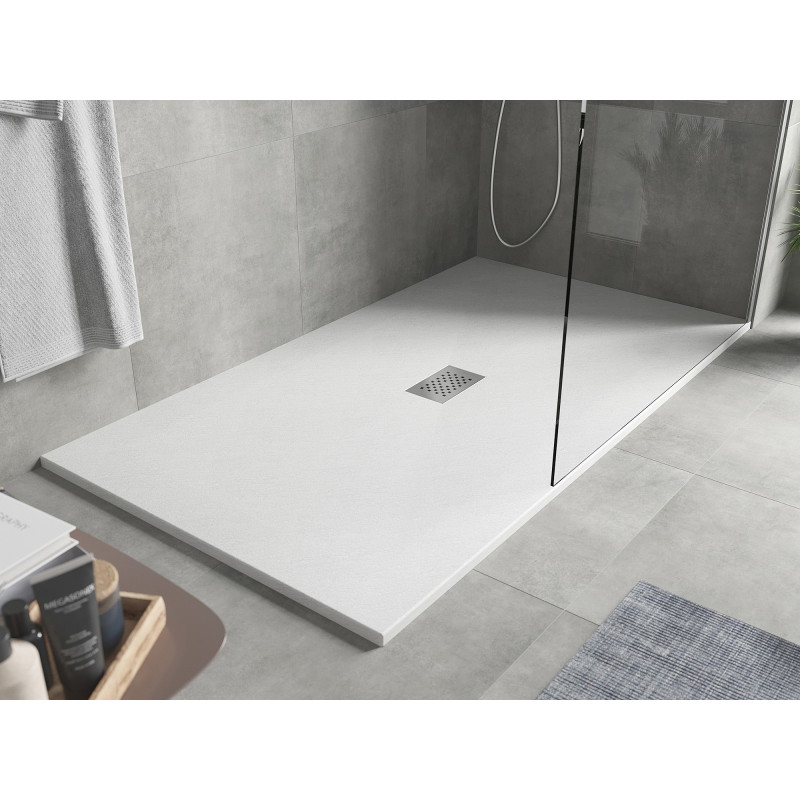 Mexen Hugo stačiakampė dušo padėklė SMC 150 x 100 cm, balta, dangtelis inox - 42101015-X