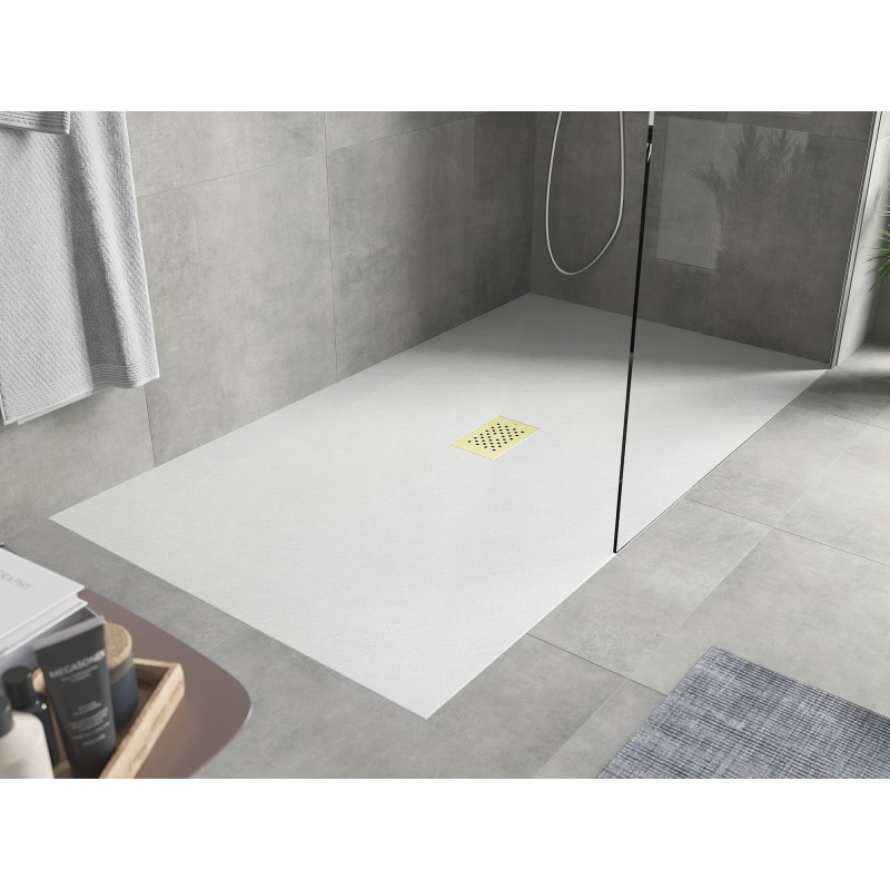 Mexen Hugo stačiakampis dušo padėklas SMC 160 x 100 cm, baltas, auksinė danga - 42101016-G