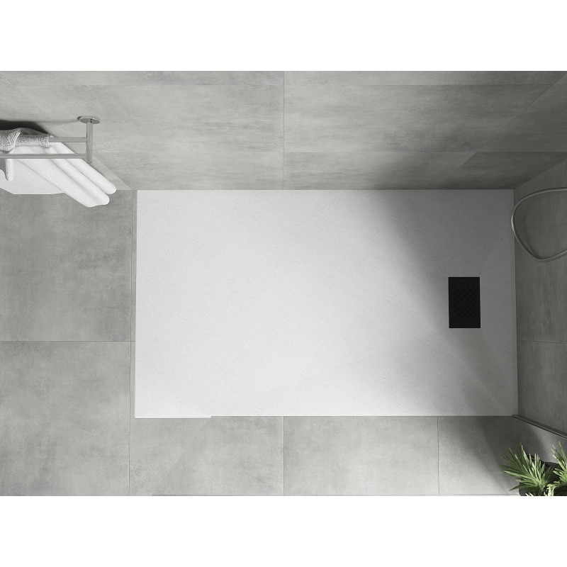 Mexen Hugo stačiakampis SMC dušo padėklas 160 x 80 cm, baltas, juoda maskuotė - 42108016-B