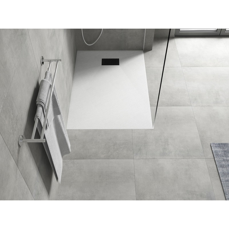 Mexen Hugo stačiakampis dušo padėklas SMC 110 x 90 cm, baltas, juoda danga - 42109011-B