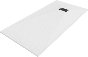Mexen Hugo stačiakampio formos SMC dušo padėklas 170 x 90 cm, baltas, juoda uždanga - 42109017-B