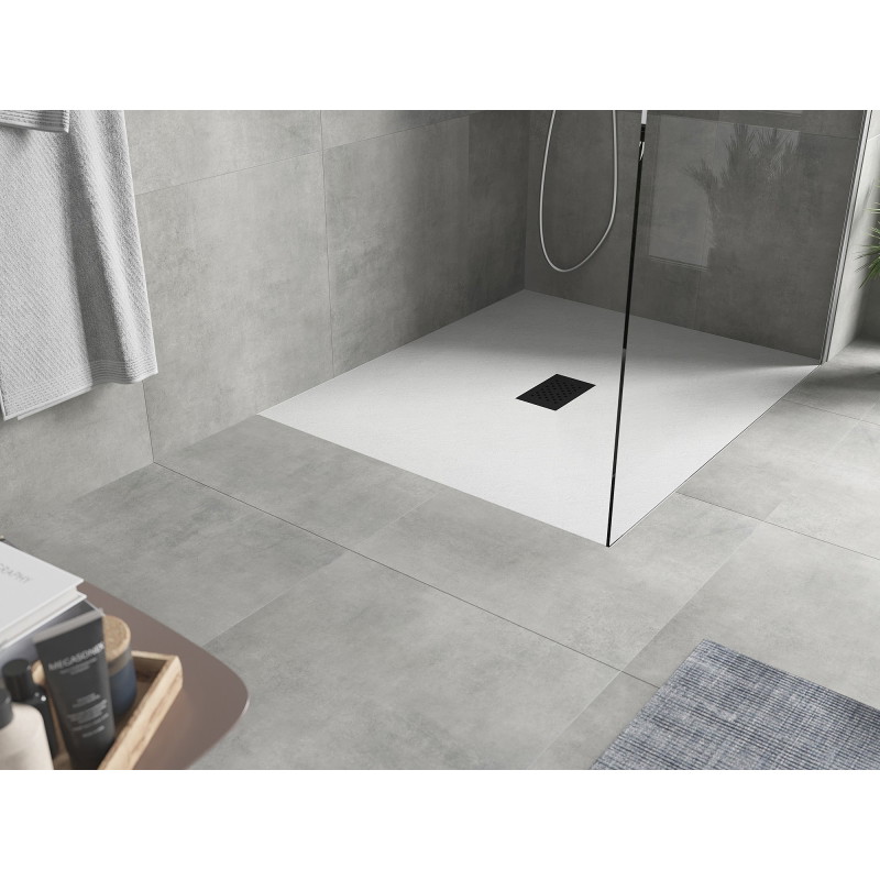 Mexen Hugo stačiakampis SMC dušo padėklas 110 x 100 cm, baltas, juoda dangtelis - 42101011-B