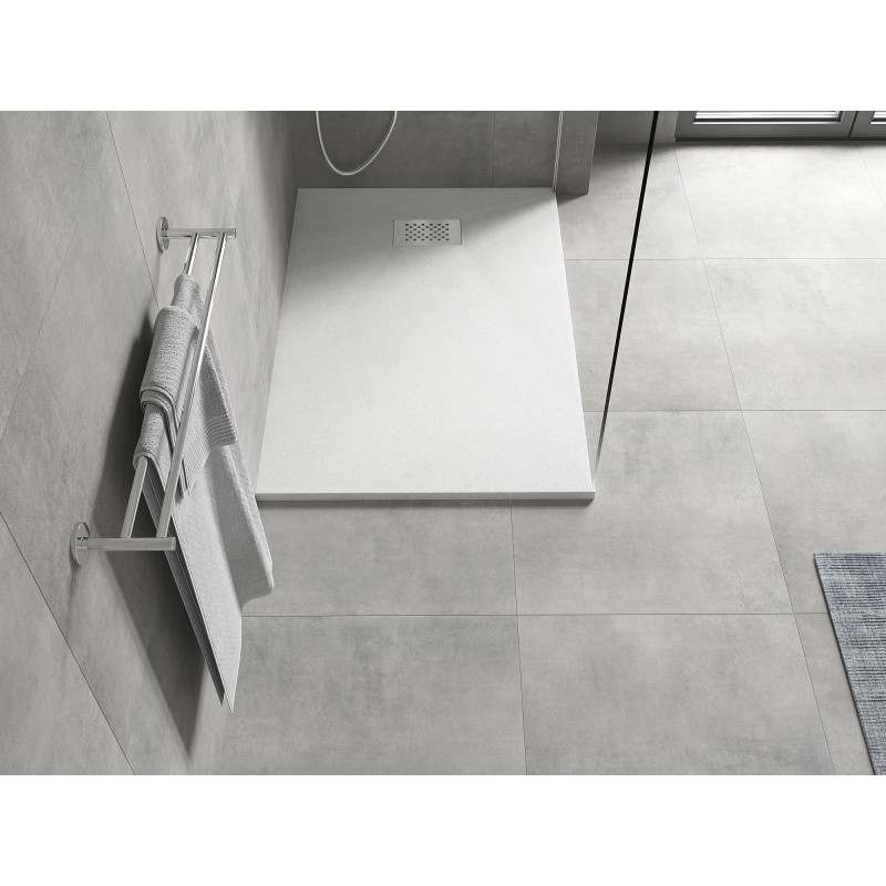 Mexen Hugo stačiakampė dušo padėklas SMC 110 x 80 cm, baltas, inox danga - 42108011-X