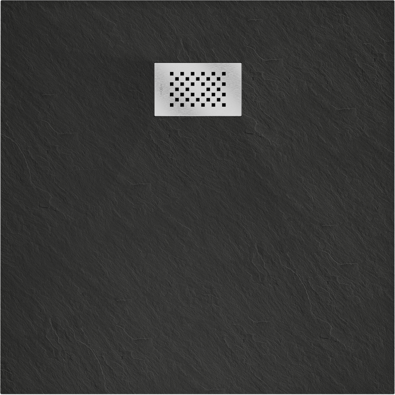 Mexen Hugo kvadratinis dušo padėklas SMC 70 x 70 cm, juodas, inox dangtelis - 42707070-X