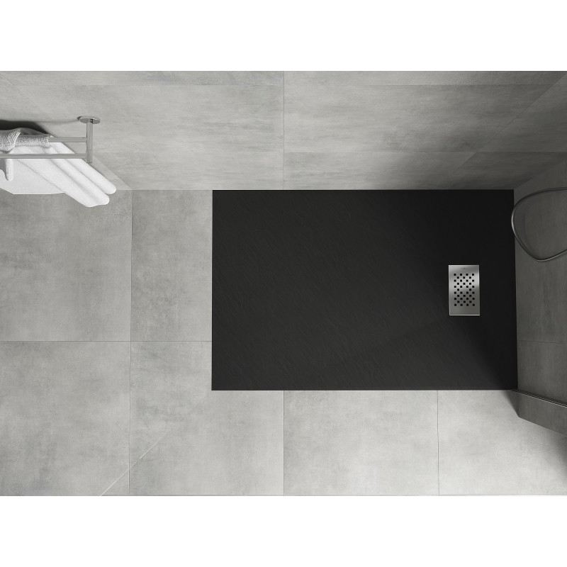 Mexen Hugo stačiakampė SMC dušo padėklas 110 x 70 cm, juodas, inox danga - 42707011-X