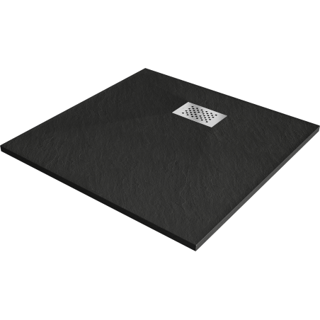 Mexen Hugo kvadratinis dušo padėklas SMC 80 x 80 cm, juodas, inox danga - 42708080-X