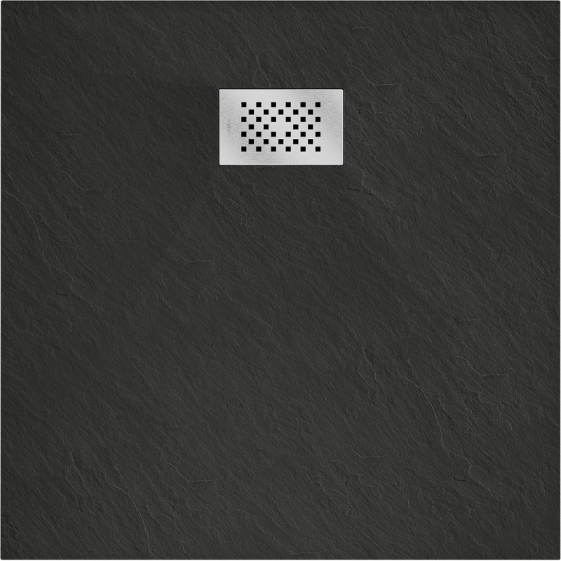 Mexen Hugo keturkampė dušo kabina SMC 80 x 80 cm, juoda, inox dangtelis - 42708080-X