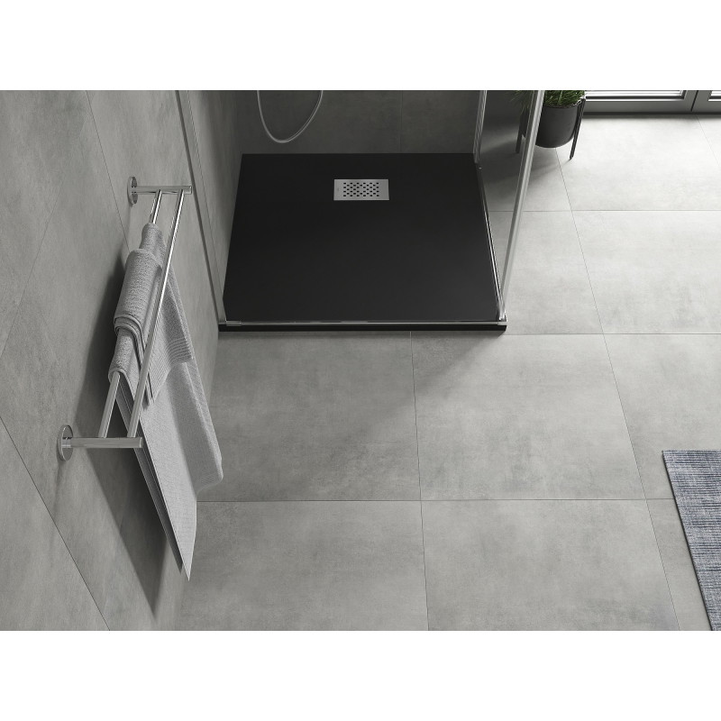 Mexen Hugo keturkampė dušo kabina SMC 80 x 80 cm, juoda, inox dangtelis - 42708080-X