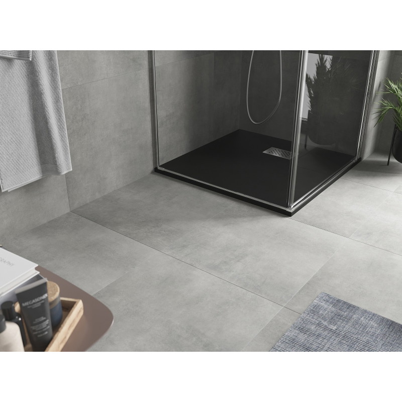 Mexen Hugo keturkampė dušo kabina SMC 80 x 80 cm, juoda, inox dangtelis - 42708080-X