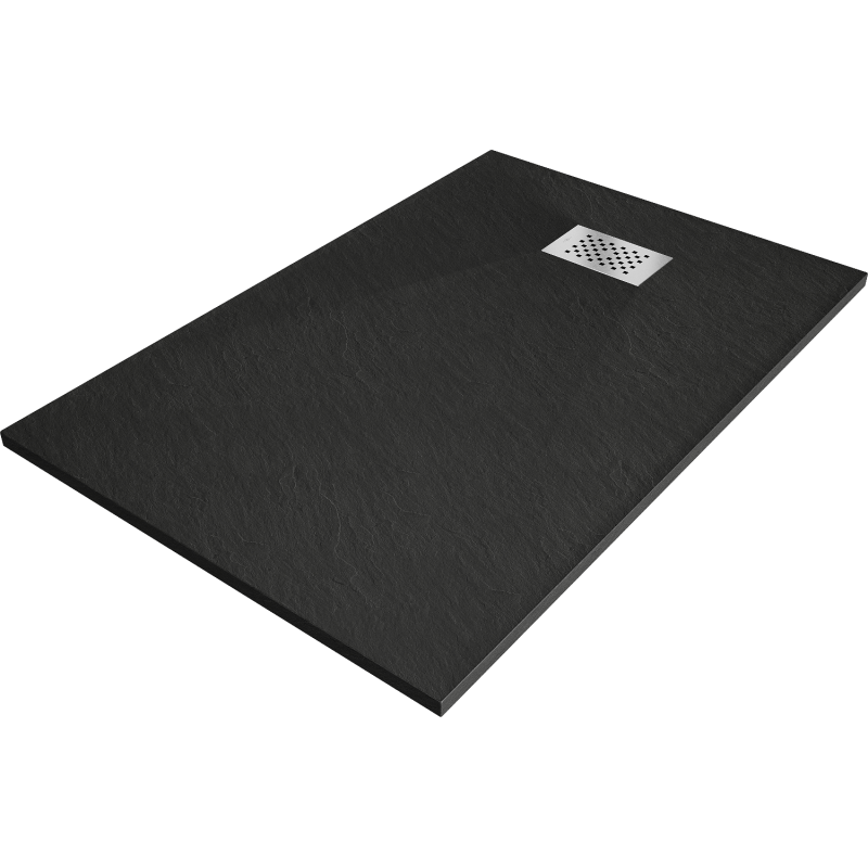 Mexen Hugo stačiakampis dušo padėklas SMC 100 x 80 cm, juodas, dangtelis inox - 42708010-X