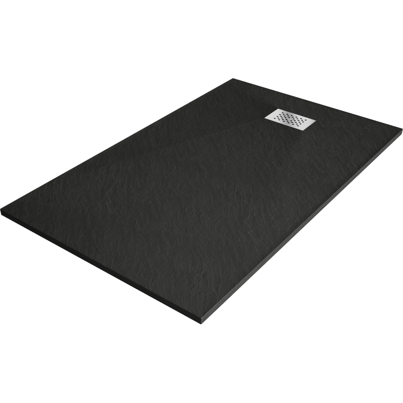 Mexen Hugo stačiakampis padėklas SMC 140 x 80 cm, juodas, inox dangtelis - 42708014-X
