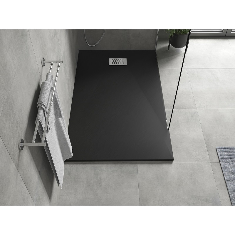 Mexen Hugo stačiakampis dušo padėklas SMC 150 x 80 cm, juodas, inox danga - 42708015-X