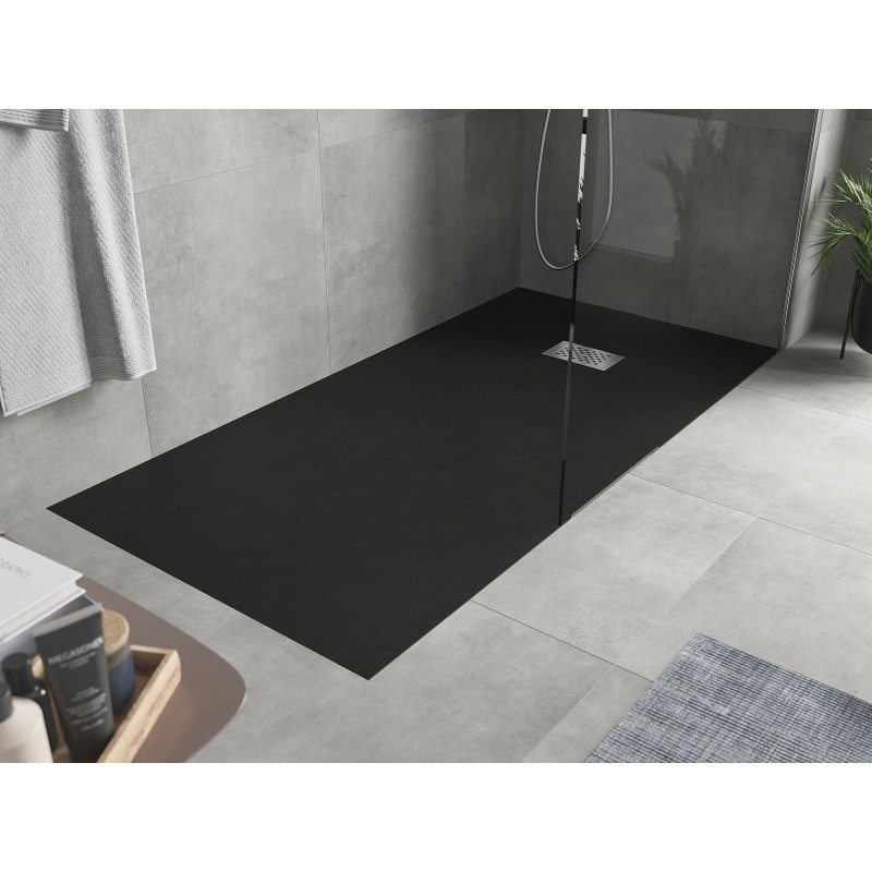 Mexen Hugo stačiakampis dušo padėklas SMC 170 x 80 cm, juodas, inox dengtelis - 42708017-X