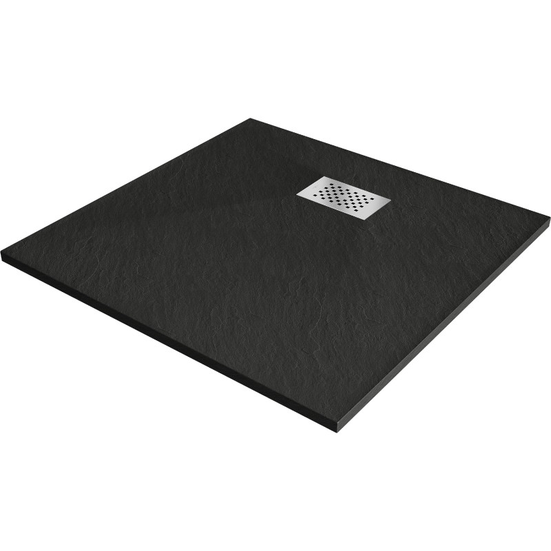 Mexen Hugo kvadratinė SMC dušo kabina 90 x 90 cm, juoda, inox danga - 42709090-X