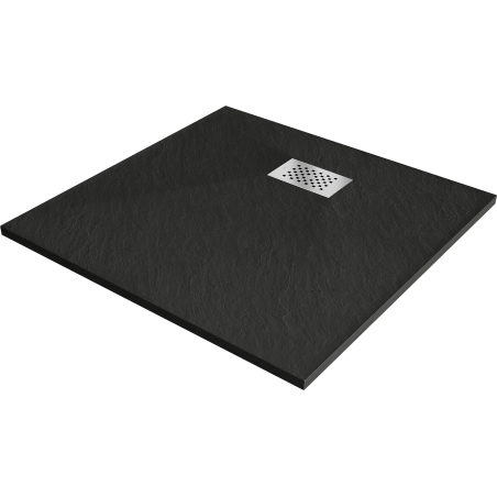 Mexen Hugo kvadratinė SMC dušo padėklas 90 x 90 cm, juoda, inox dangtelis - 42709090-X