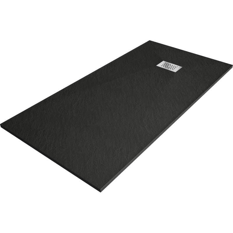 Mexen Hugo stačiakampio formos SMC dušo padėklas 180 x 90 cm, juodas, inox uždengimas - 42709018-X