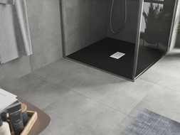 Mexen Hugo kvadratinė dušo baseinas SMC 100 x 100 cm, juodas, inox dangtis - 42701010-X