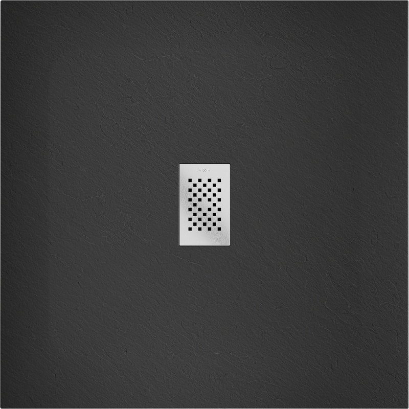 Mexen Hugo kvadratinė dušo plokštė SMC 100 x 100 cm, juoda, inox dangtelis - 42701010-X