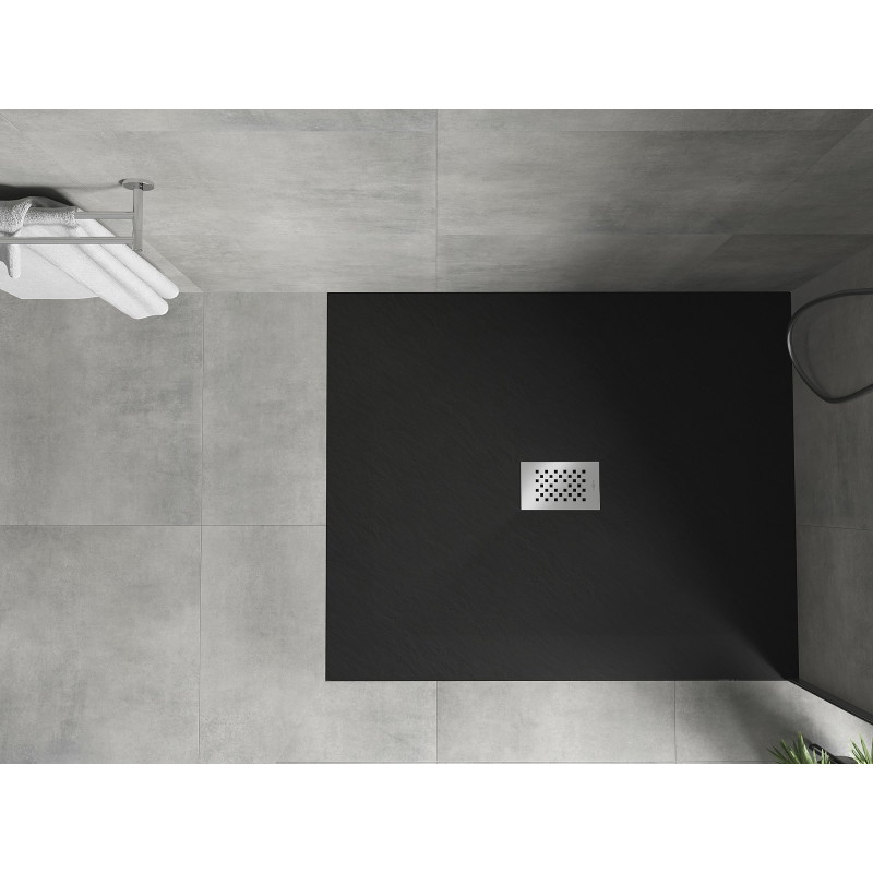 Mexen Hugo stačiakampis dušo padėklas SMC 130 x 100 cm, juodas, inox maskuotė - 42701013-X