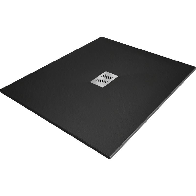 Mexen Hugo stačiakampė SMC dušo padėklas 140 x 100 cm, juodas, inox maskuotė - 42701014-X