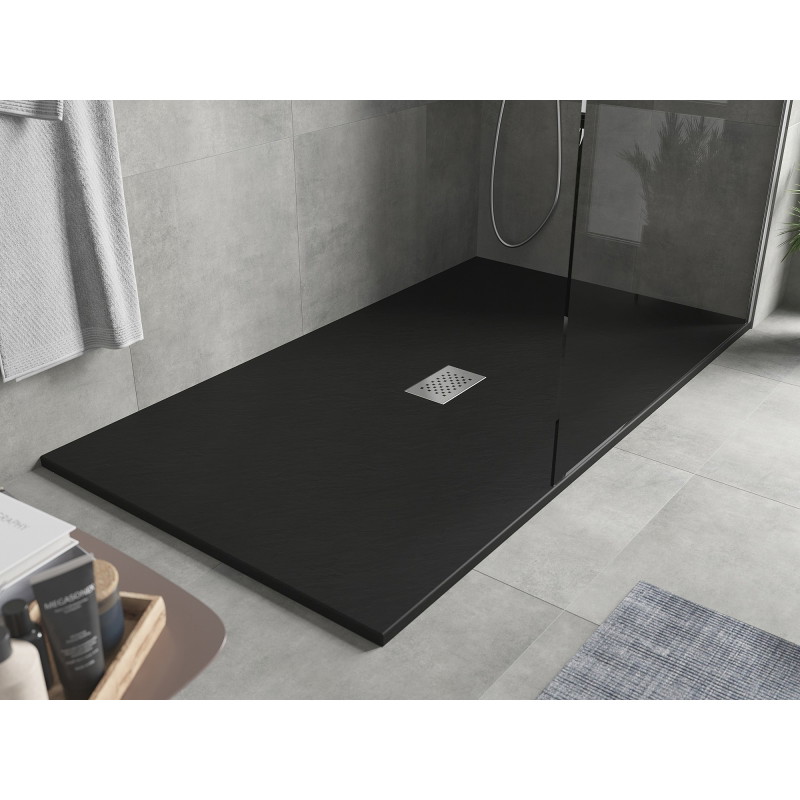 Mexen Hugo stačiakampis dušo padėklas SMC 170 x 100 cm, juodas, inox danga - 42701017-X