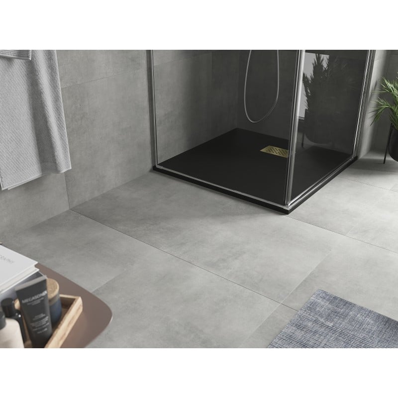 Mexen Hugo kvadratinis dušo padėklas SMC 80 x 80 cm, juodas, aukso spalvos dangtelis - 42708080-G