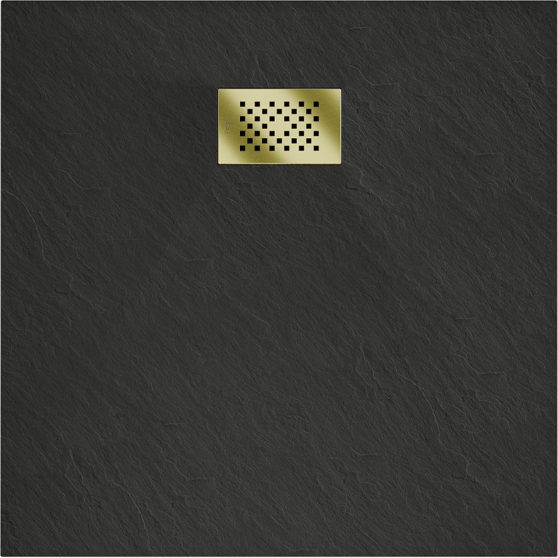 Mexen Hugo kvadratinis dušo padėklas SMC 90 x 90 cm, juodas, aukso dangtelis - 42709090-G