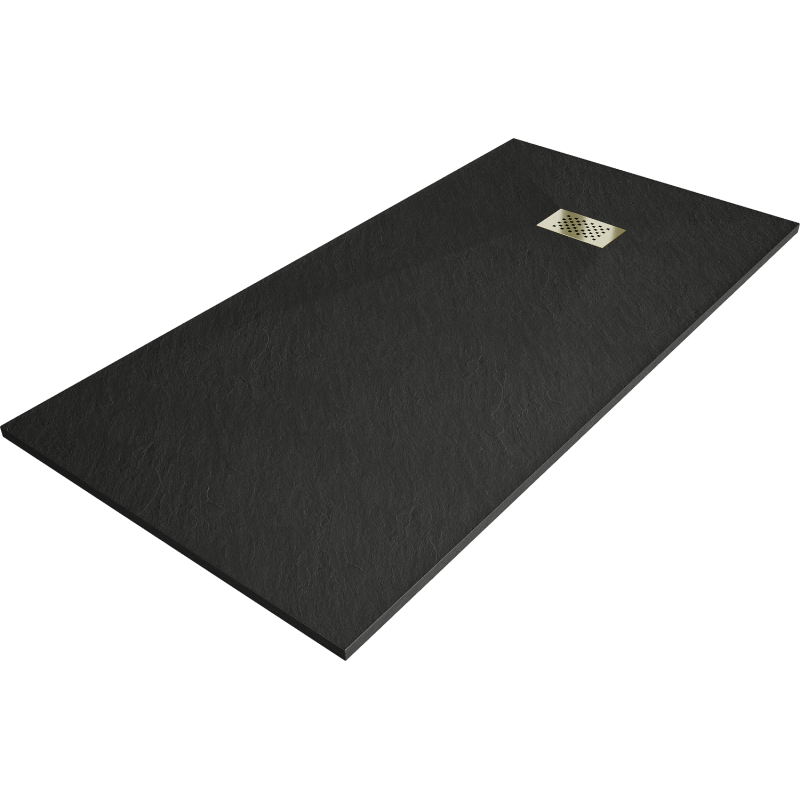 Mexen Hugo stačiakampis dušo padėklas SMC 170 x 80 cm, juodas, auksinė danga - 42708017-G