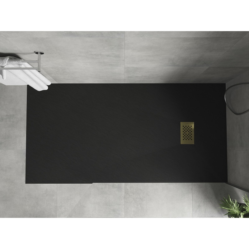 Mexen Hugo stačiakampė dušo kabina SMC 170 x 80 cm, juoda, auksinė gaubtelis - 42708017-G