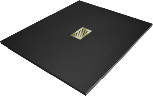 Mexen Hugo stačiakampis dušo padėklas SMC 110 x 100 cm, juodas, dangtelis auksinis - 42701011-G