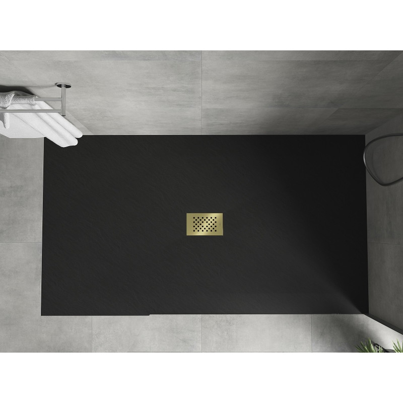 Mexen Hugo stačiakampis dušo padėklas SMC 200 x 100 cm, juodas, dangtelis auksinis - 42701020-G