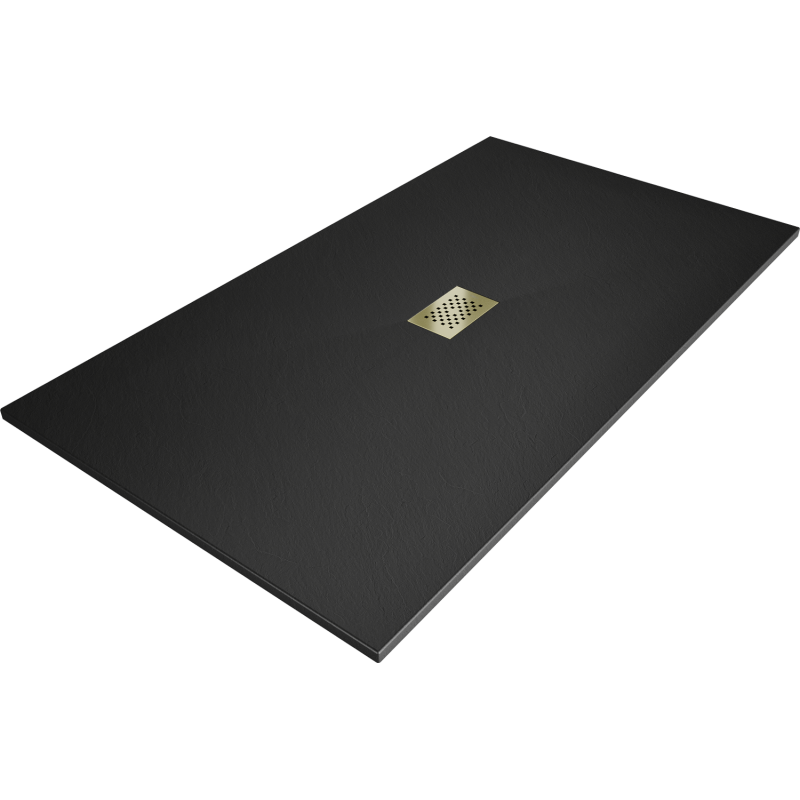 Mexen Hugo stačiakampis dušo padėklas SMC 180 x 100 cm, juodas, auksinė maskuotė - 42701018-G