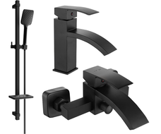 Mexen Libra DQ62 vonios komplektas, juodas - 745103DQ62-70