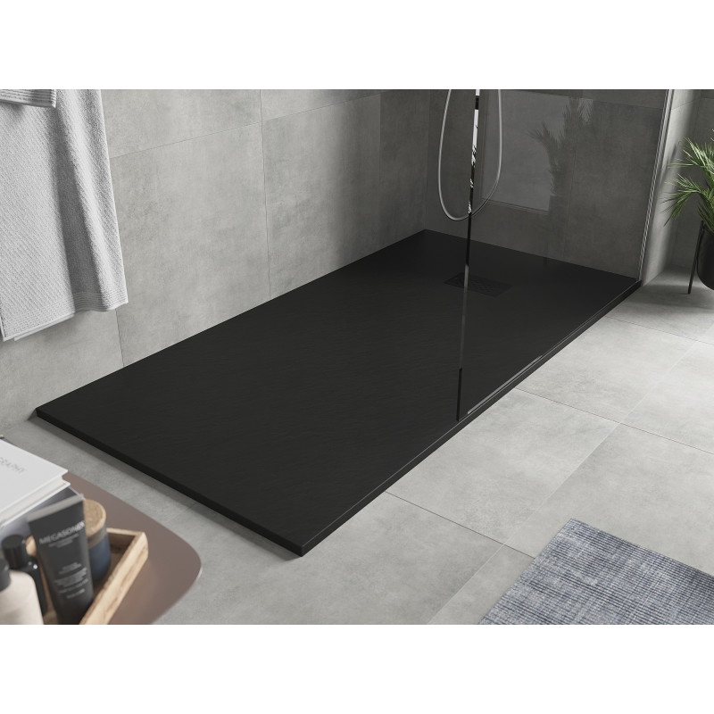 Mexen Hugo stačiakampė dušo padėklas SMC 170 x 80 cm, juodas, maskuojama juoda - 42708017-B