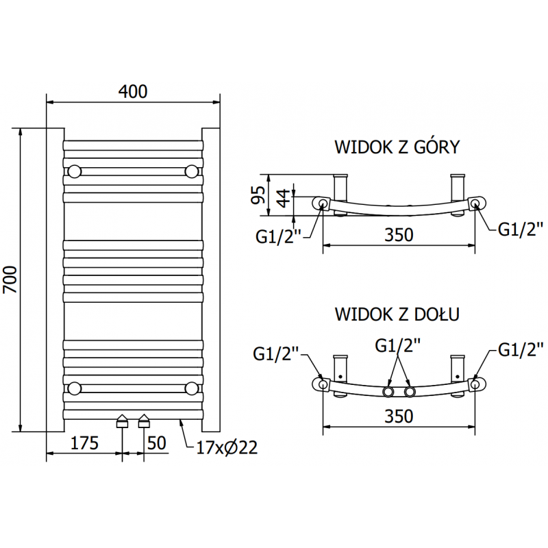 Mexen Ares elektrinis radiatorius 700 x 400 mm, 300 W, juodas - W102-0700-400-2300-70