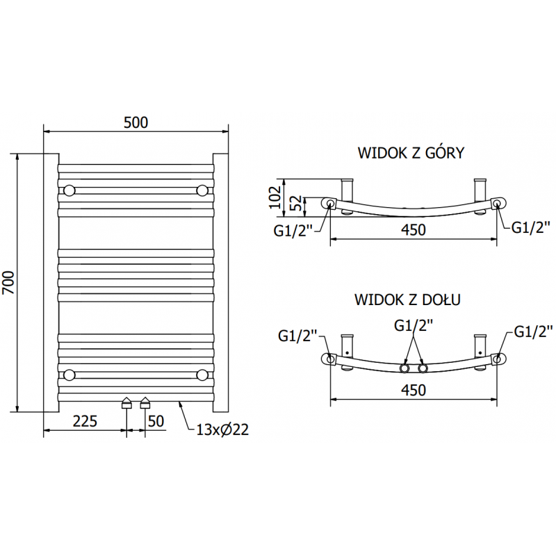 Mexen Ares elektrinis radiatorius 700 x 500 mm, 300 W, juodas - W102-0700-500-2300-70