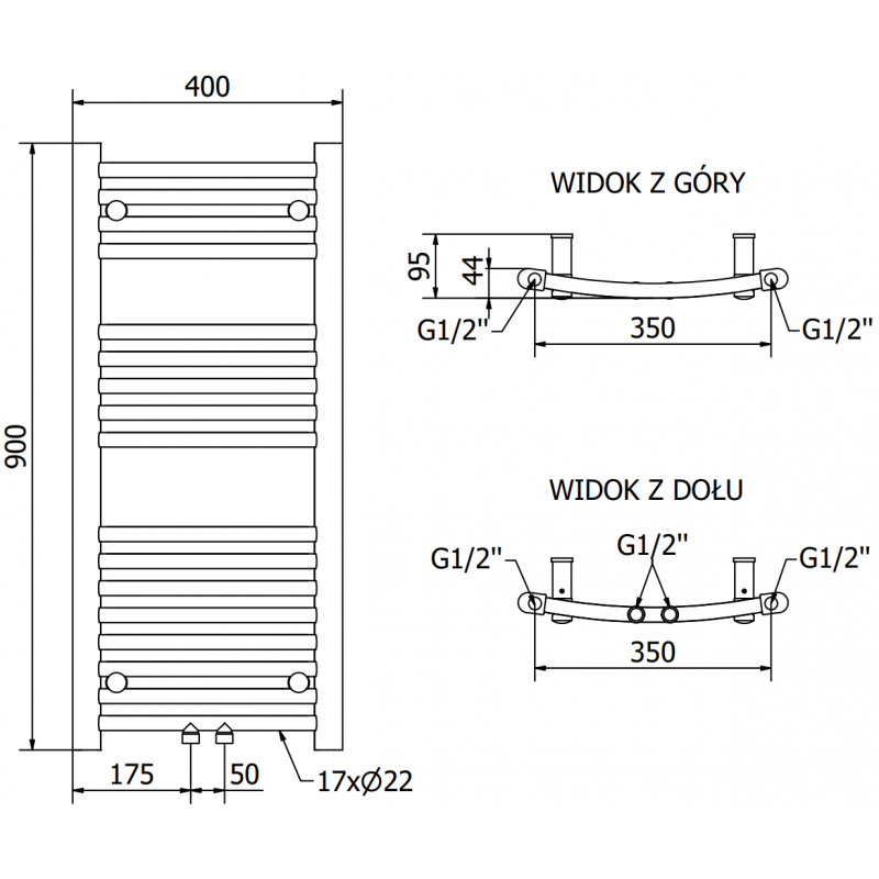 Mexen Ares elektrinis radiatorius 900 x 400 mm, 300 W, antracitas - W102-0900-400-2300-66