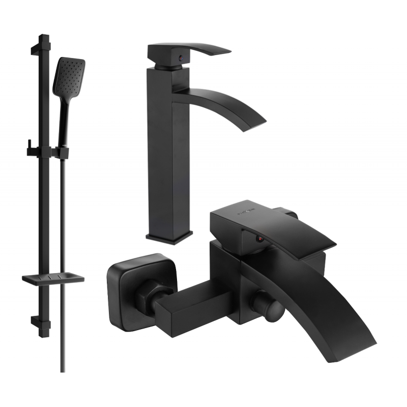 Mexen Libra DQ62 vonios komplektas, juodas - 745113DQ62-70