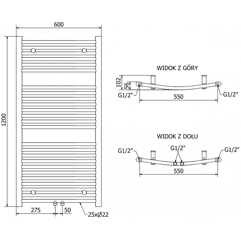 Mexen Ares elektrinis radiatorius 1200 x 600 mm, 600 W, antracitas - W102-1200-600-2600-66