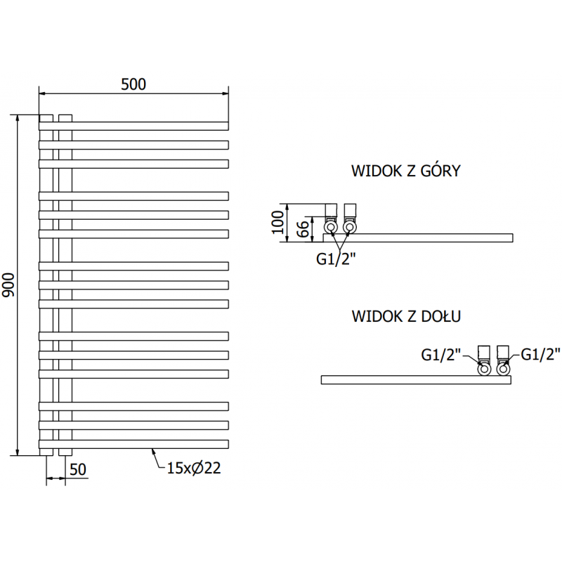 Mexen Neptun elektrinis radiatorius 900 x 500 mm, 600 W, juodas - W101-0900-500-2600-70