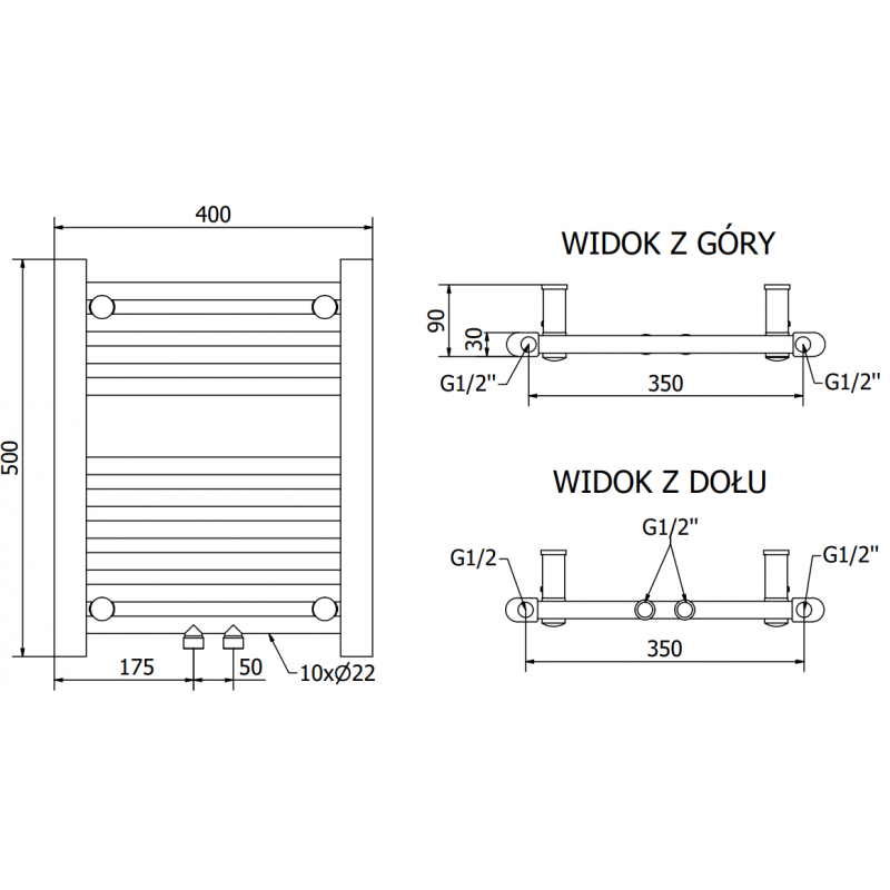 Mexen Mars elektrinis radiatorius 500 x 400 mm, 300 W, antracitas - W110-0500-400-2300-66
