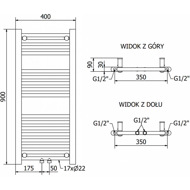 Mexen Mars elektrinis radiatorius 900 x 400 mm, 300 W, juodas - W110-0900-400-6300-70