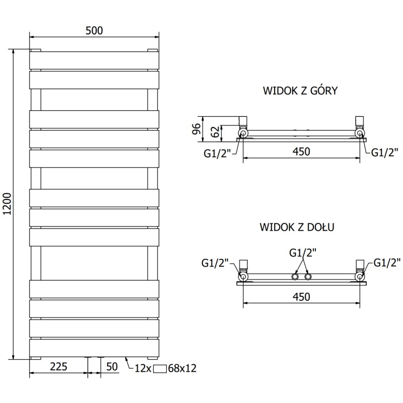 Mexen Ceres elektrinis šildytuvas 1200 x 500 mm, 600 W, baltas - W111-1200-500-2600-20