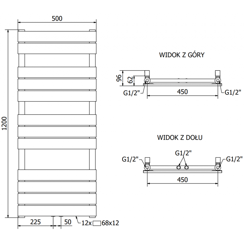 Mexen Ceres elektrinis radiatorius 1200 x 500 mm, 600 W, juodas - W111-1200-500-2600-70